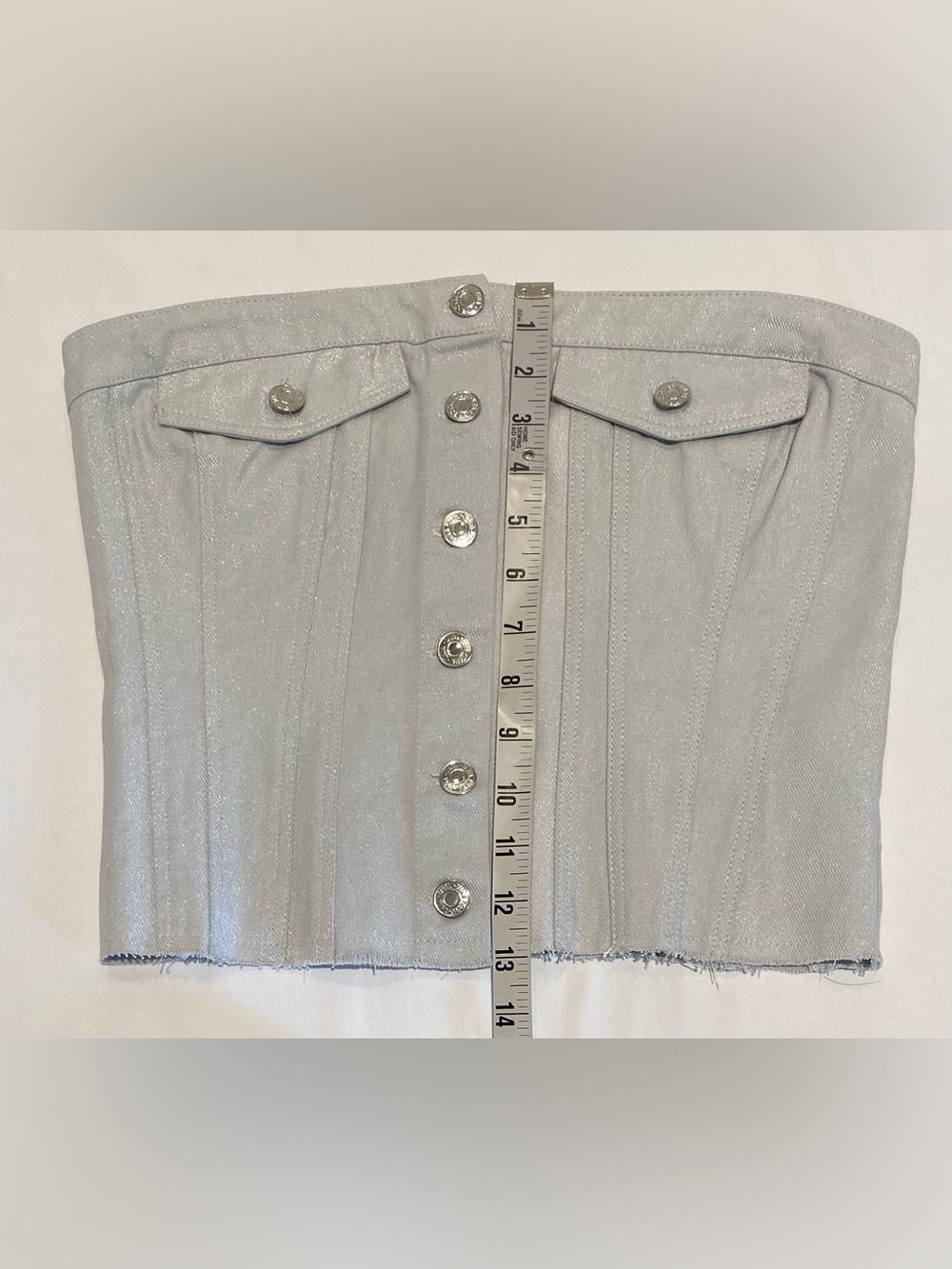 Zara Grey and Metallic Silver Denim Corset, size M, NWT - Picture 4 of 7